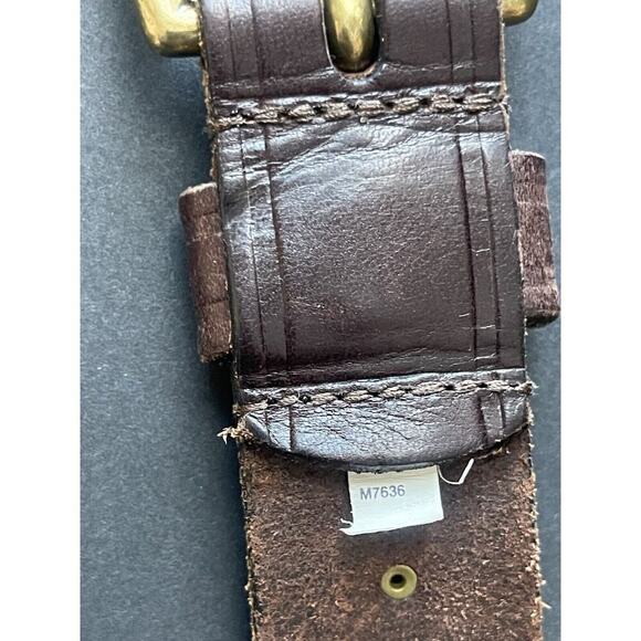Ralph Lauren Womens Belt Size 32 Brown Genuine Italian Leather Embossed Casual - Picture 7 of 9